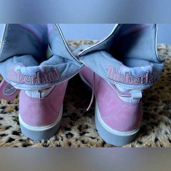 Timberland Pink & White Leather Boots Women’s Size 8M - Picture 10 of 10